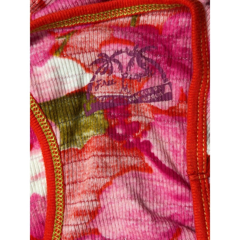 Free People Y2K Tropical Hibiscus Shimmer Ribbed Tank Top Medium - Picture 5 of 6